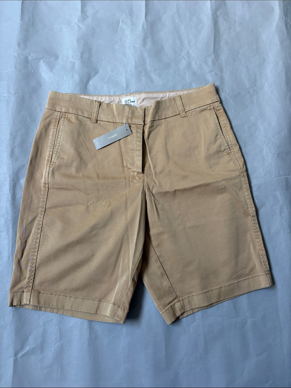 NWT J. Crew Women's Tan Cotton Chino Bermuda Shorts Size 10